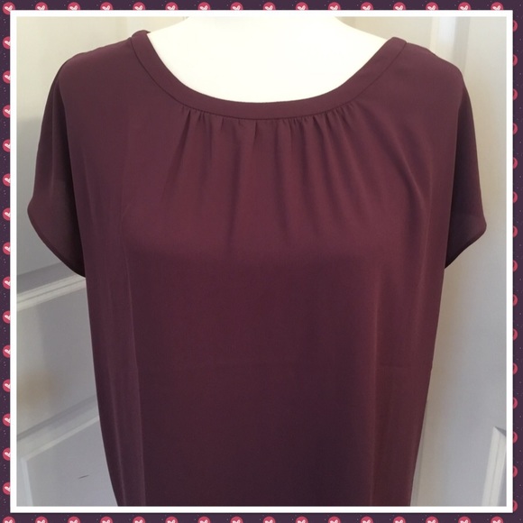 LOFT Tops - LOFT Mixed Media Bar Back Top - NWT  Medium Plum